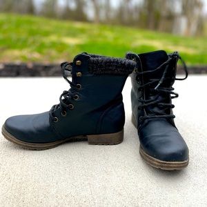 Black combat boots